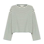 Gestreepte Boxy Tee Top Wit Regenwoud Soaked in Luxury , Green , Dames