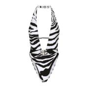 Zebra Print Halternek Badpak Dolce & Gabbana , Black , Dames