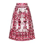 Hoge taille katoenen rok met Maiolica-print Dolce & Gabbana , Pink , D...