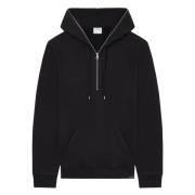 Zwarte Fleece Hoodie met Rits Courrèges , Black , Heren