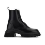 Zwarte Leren Veterschoenen Hogan , Black , Dames