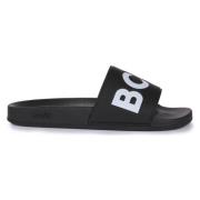 Slip Sandalen Zwart Wit Mannen Boss , Black , Heren