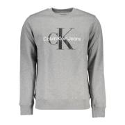 Heren Grijs Sweatshirt Lange Mouw Logo Calvin Klein , Gray , Heren