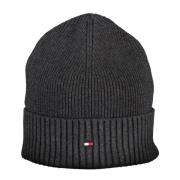 Geborduurd Logo Katoenen Beanie Muts Grijs Tommy Hilfiger , Gray , Her...