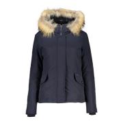 Blauwe Winterjas met Bont Capuchon Woolrich , Blue , Dames