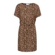 Zwarte Mini Jurk met Leo Print Saint Tropez , Brown , Dames