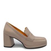 Zachte leren mocassin in linnen Mara Bini , Beige , Dames