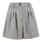 Geplooide Herringbone Wol Shorts Golden Goose , Gray , Dames