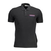 Zwart Katoenen Polo Shirt met Print Napapijri , Black , Heren