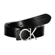 Leren Riem Metalen Gesp Omkeerbaar Zwart/Beige Calvin Klein , Black , ...