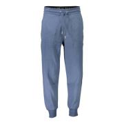 Blauwe Sportieve Heren Sweatpants met Logo Calvin Klein , Blue , Heren