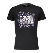 Korte Mouw Logo Print T-Shirt Zwart Cavalli Class , Black , Dames