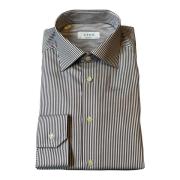 Gestreept Signature Twill Shirt Grijs Eton , Gray , Heren