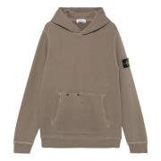 Bruine Katoenen Jersey Hoodie Kangoeroezak Stone Island , Brown , Here...