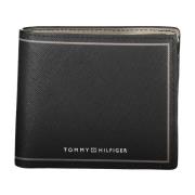 Heren Portemonnee Zwart Contrast Logo Tommy Hilfiger , Black , Heren