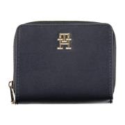 Blauwe Damesportemonnee met Rits en Logo Tommy Hilfiger , Blue , Dames