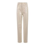 Denim Sequins Geborduurde Broek Golden Goose , Beige , Dames