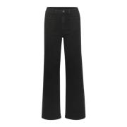 Flared Jeans Zwart Diep Klassieke Stijl Kaffe , Black , Dames