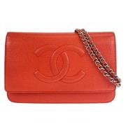 Pre-owned Leather crossbody-bags Chanel Vintage , Orange , Dames