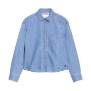 Denim Overhemd met Vlinderlogo Detail Max Mara Weekend , Blue , Dames