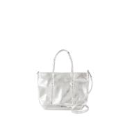 Zilveren Leren Shopper Tas met Glitterhandvatten Vanessa Bruno , Gray ...