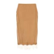 Stijlvolle Camel Leren Rok Blumarine , Brown , Dames