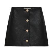 Gouden Knoop Vegan Leren Rok Designers Remix , Black , Dames