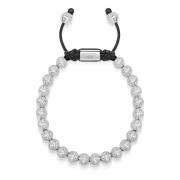 Mens Mini Beaded Bracelet with Sterling Silver Beads Nialaya , Gray , ...