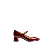 Bordeaux Lakleren Pumps met Vierkante Neus Parallele , Red , Dames