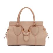 Leren handtas met ritssluiting Coccinelle , Beige , Dames