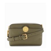 Leren Crossbody Tas Gehamerd Patroon Coccinelle , Green , Dames