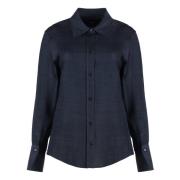 Denim Look Shirt met Afgeronde Zoom Hugo Boss , Blue , Dames