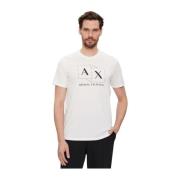 Logo Katoenen T-shirt - Rechte pasvorm Armani Exchange , White , Heren