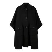 Zwarte Cape Jas met 3/4 Mouwen Pinko , Black , Dames