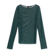 Bosgroene Mesh Kristalversierde Top Pinko , Green , Dames