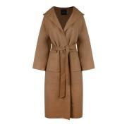 Kameel Hooded Jas met Riem Pinko , Brown , Dames