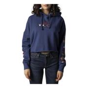 Blauwe Bedrukte Hoodie Dames Lente/Zomer Tommy Hilfiger , Blue , Dames