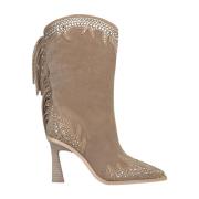 Fringed Half-Boot met Versieringen Alma EN Pena , Beige , Dames