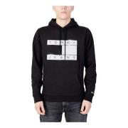 Zwarte Bedrukte Hoodie Herfst/Winter Tommy Hilfiger , Black , Heren