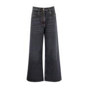 Wijde Hoge Taille Denim Jeans Etro , Gray , Dames