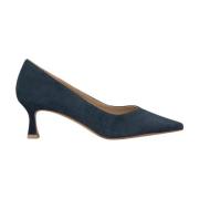 Puntige Neus Middelhoge Leren Schoen Alma EN Pena , Blue , Dames