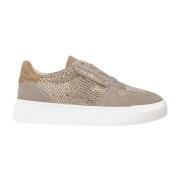 Leren Sneakers met Glanzende Details Alma EN Pena , Beige , Dames