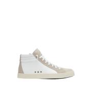 Leren Hi-Top Skate Sneakers P448 , White , Dames