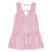 Roze V-hals Jurk met Striksluiting Ganni , Pink , Dames