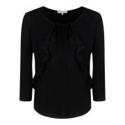 Zwarte Ruche Ronde Hals Blouse Patrizia Pepe , Black , Dames