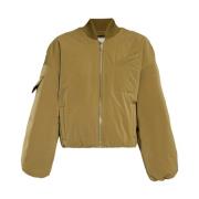 Oversized Short Bomber Jacket Ganni , Green , Dames