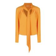 Oranje V-hals Blouse met Strik Patrizia Pepe , Orange , Dames