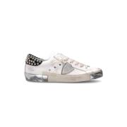 Straat Stijl Leren Sneakers met Metalen Accenten Philippe Model , Whit...