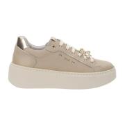 Leren Dames Sneakers Comfort Stijl Nerogiardini , Beige , Dames