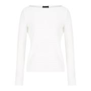 Geribbelde Jersey Trui Boothals Lange Mouw Emporio Armani , White , Da...